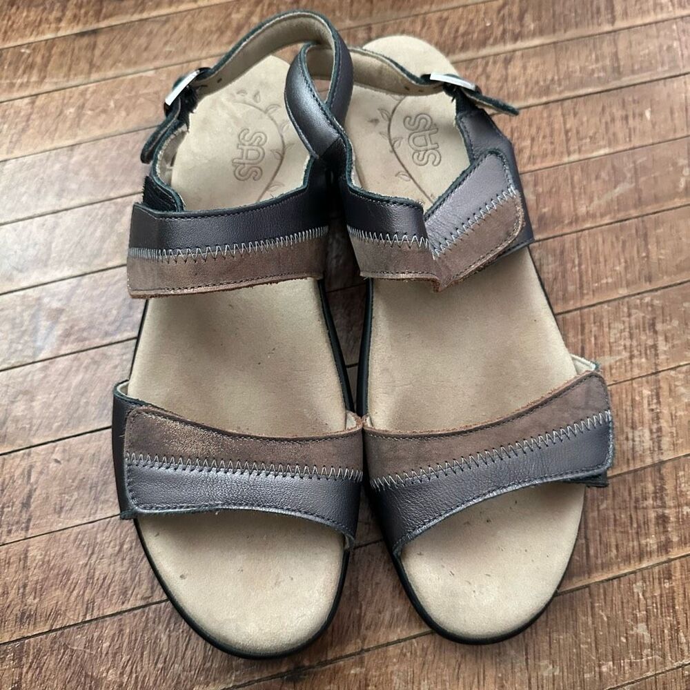 SAS strappy gray copper ortho sling back contour 8.5 sandals